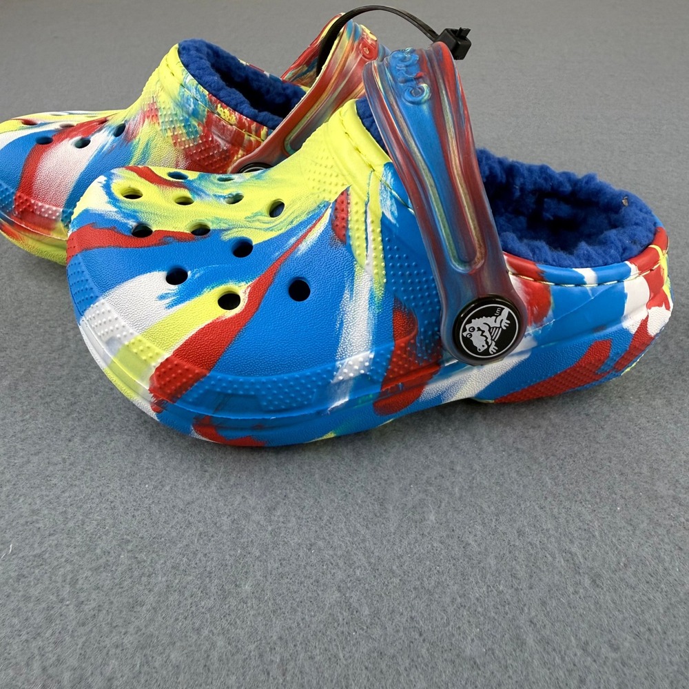 Crocs Classic Lined Marbled Clog‎ Kids Size C7 Yellow Blue Red 207778-75V